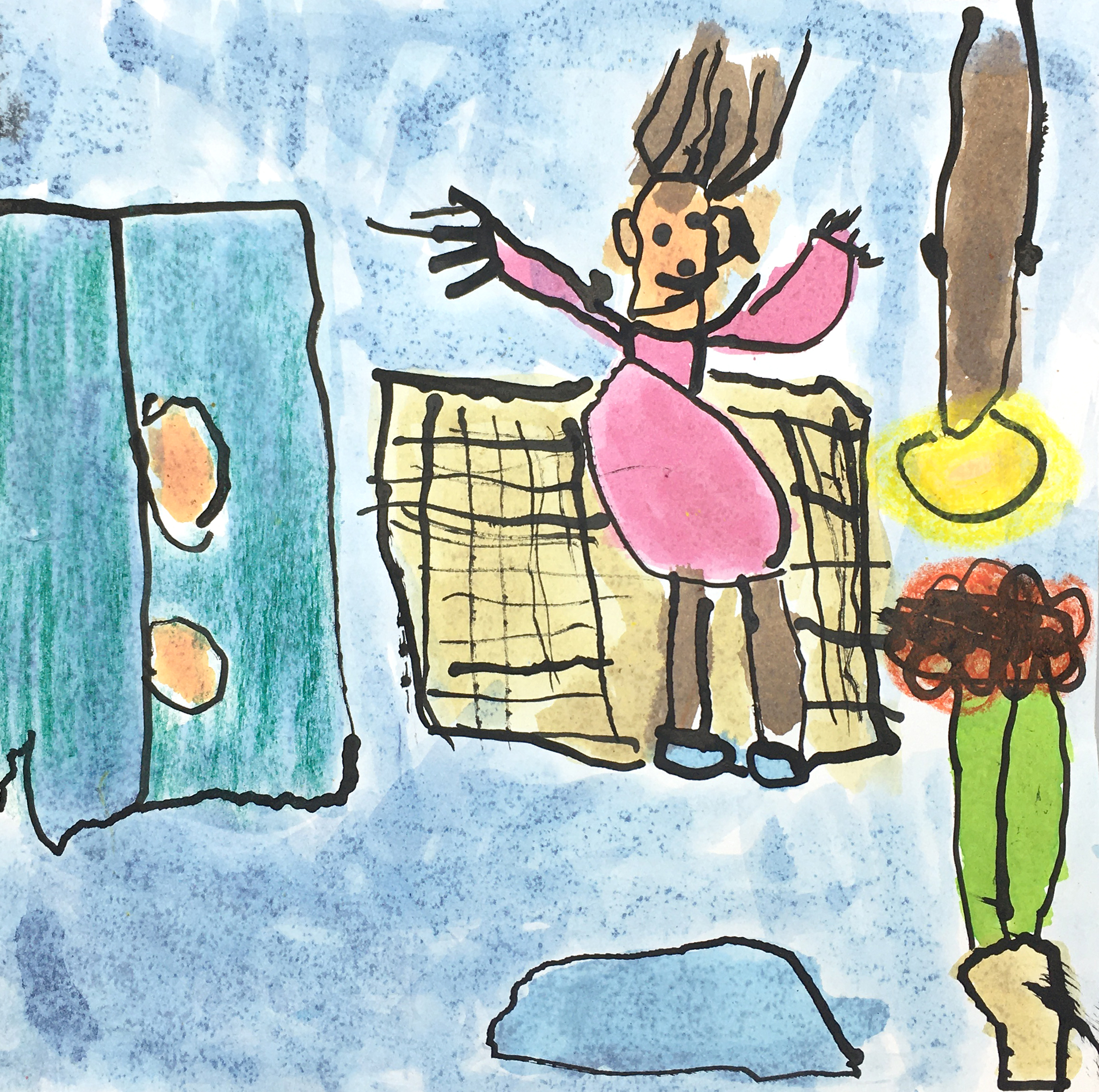1. místo – Matěj Palus (4,5 roku) - Babička sedí v křesle a dívá se na televizi